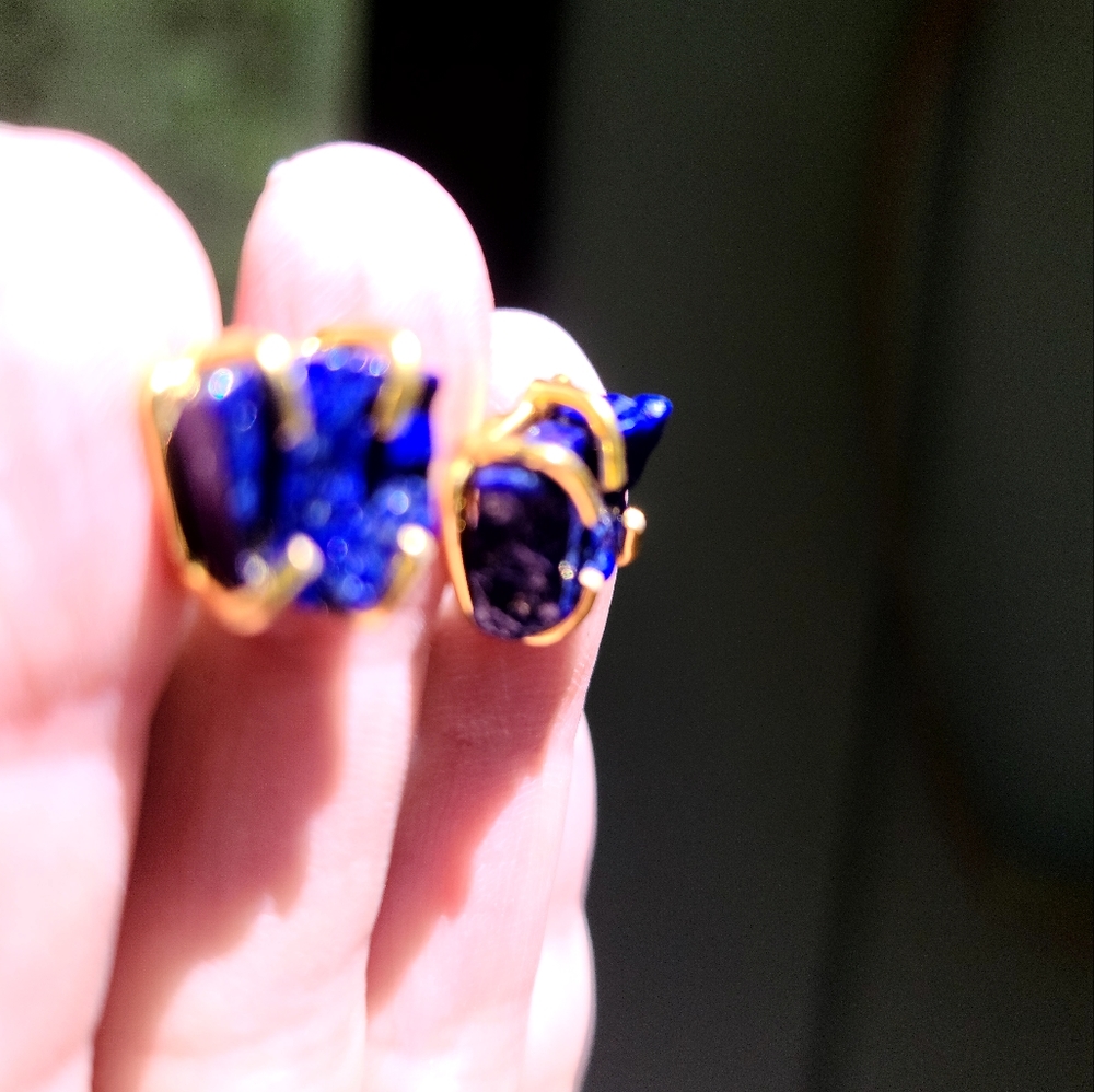Lapis Lazule raw nugget studd earrings NEW! - Picture 5 of 10